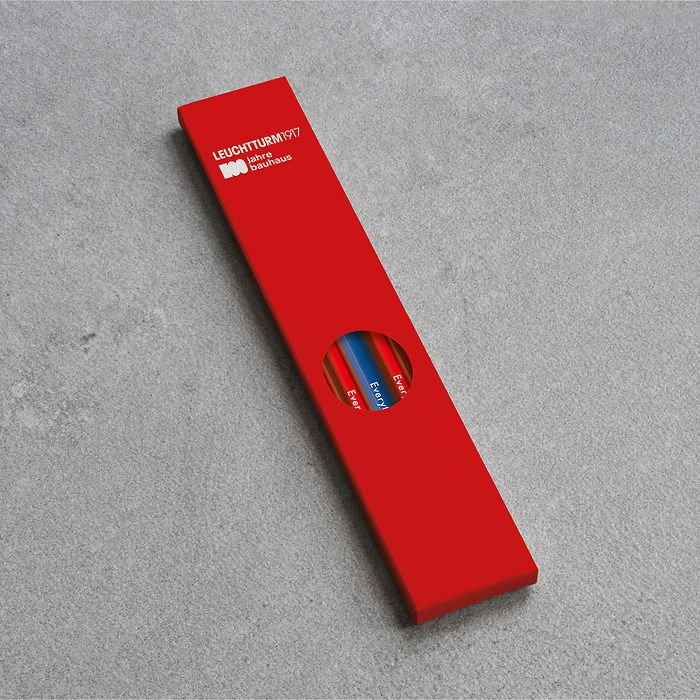 Crayon HB, LT1917, sorté 2 coul.:  4  x rouge, 1 x bleu royale,  Bauhaus 100