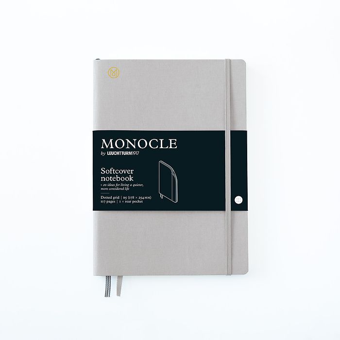 Carnet de notes B5 Monocle, Couverture souple, 128 pages num., Light Grey, pointillé