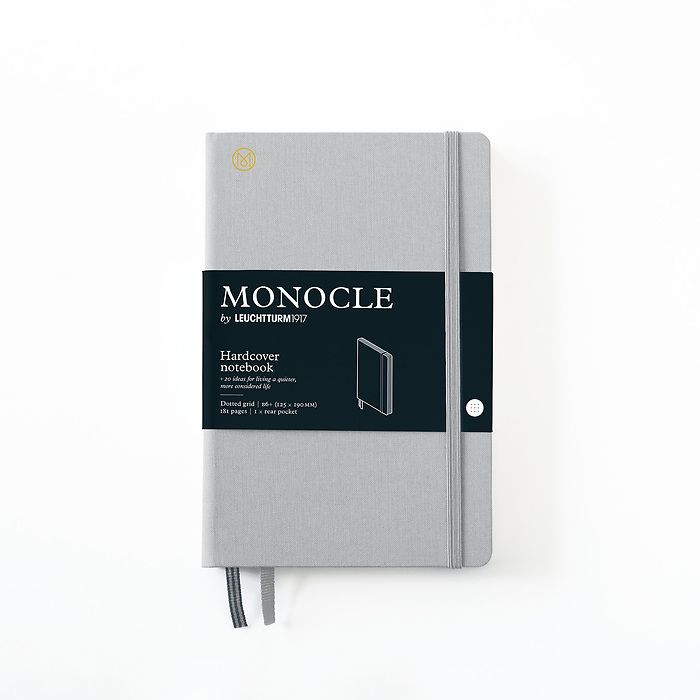 Carnet de notes B6+ Monocle, Couverture rigide, 192 pages num., Light Grey, pointillé