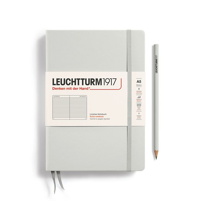 Carnet de notes Medium (A5), Couverture rigide, 251 pages num., Light Grey, ligné