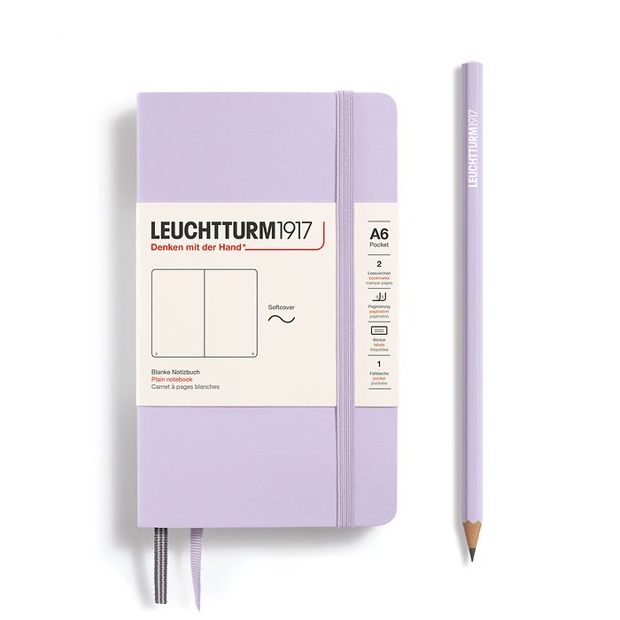Carnet Pocket (A6), Couverture souple, 123 pages numérotées, Lilac, blanc