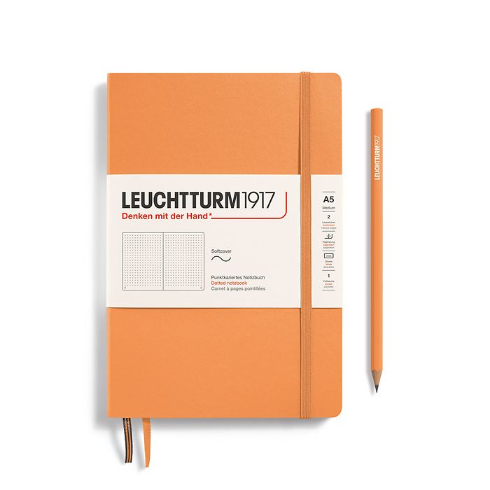 Carnet de notes Medium (A5), Couverture souple, 123 pages num., Apricot, pointillé