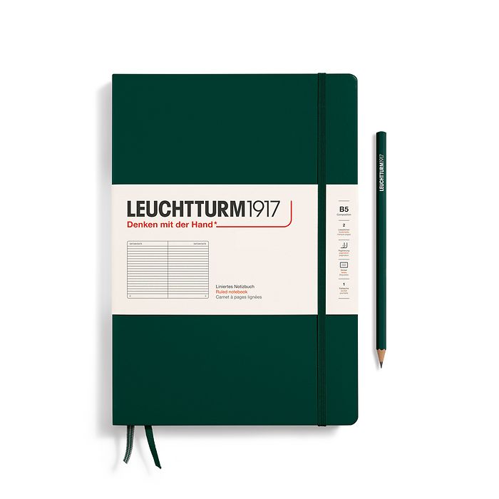 Carnet de notes Composition (B5), Couverture rigide, 219 pages num., Forest Green, ligné