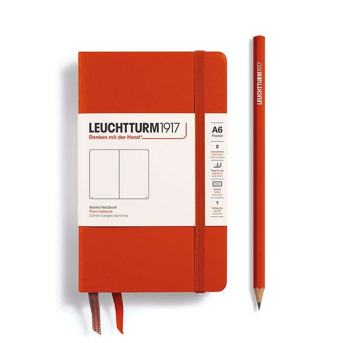 Carnet Pocket (A6), Couverture rigide, 187 pages numérotées, Fox Red, blanc