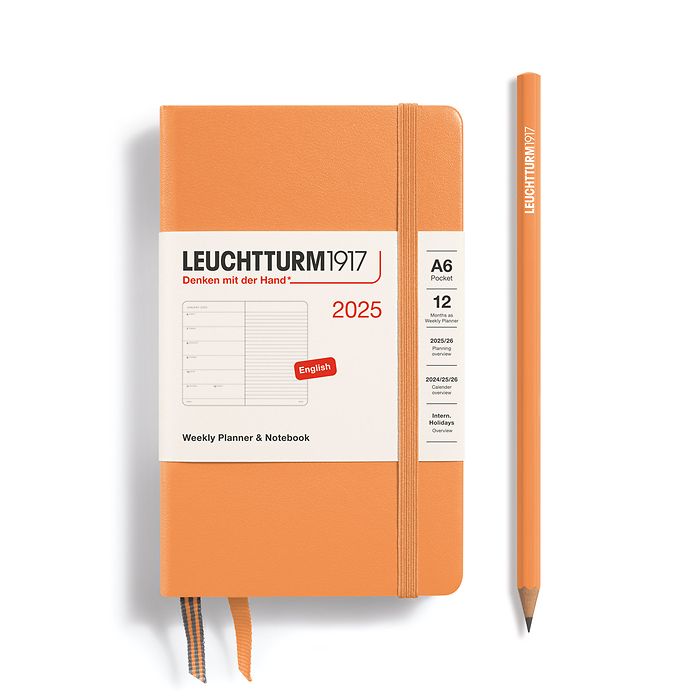 Agenda Semainier & Carnet Pocket (A6) 2025, Apricot, Anglais