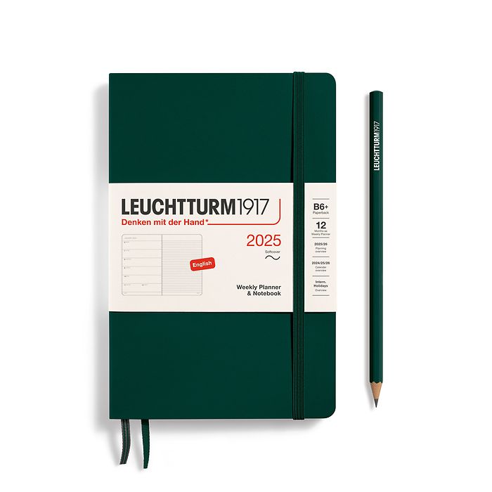 Agenda Semainier & Carnet Paperback (B6+) 2025, Couverture souple, Forest Green, Anglais