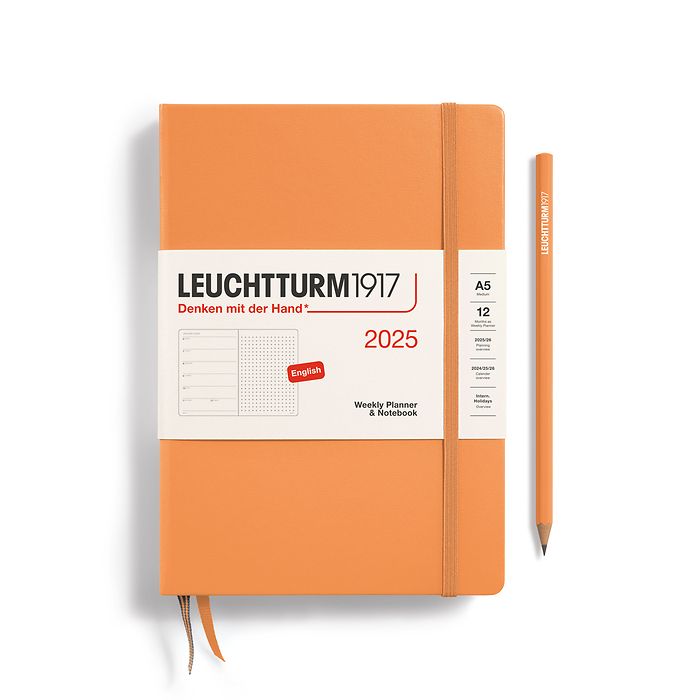 Agenda Semainier & Carnet Pointillés Medium (A5) 2025, Apricot, Anglais