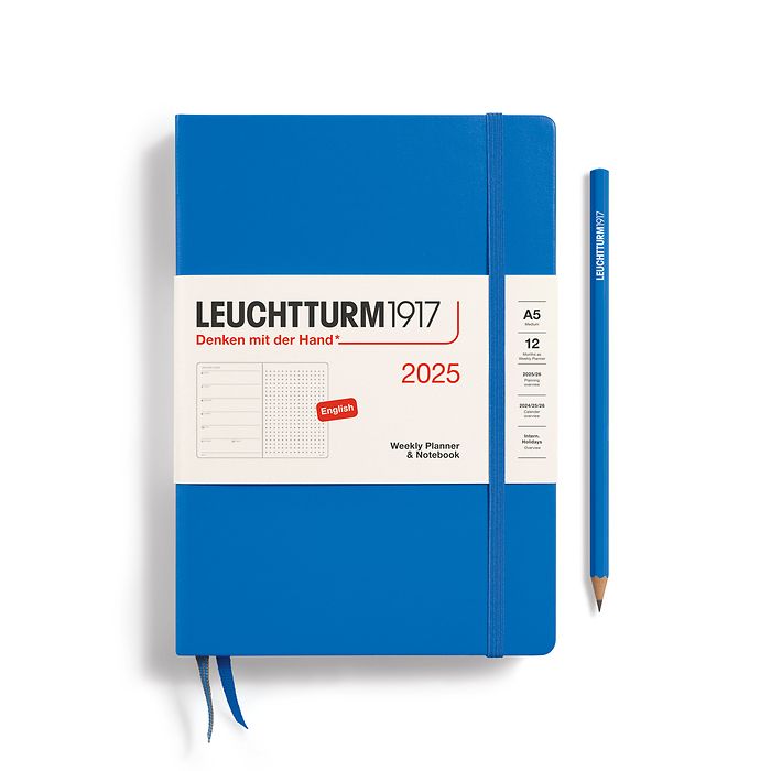 Agenda Semainier & Carnet Pointillés Medium (A5) 2025, Sky,  Anglais