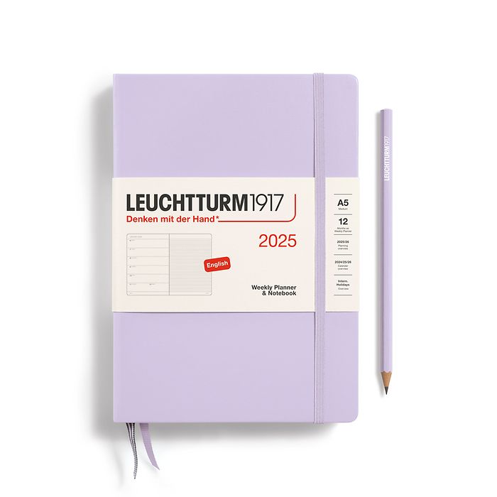 Agenda Semainier & Carnet Medium (A5) 2025, Lilac, Anglais