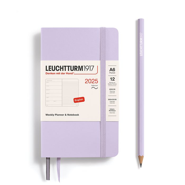 Agenda Semainier & Carnet Pocket (A6) 2025, Couverture souple, Lilac, Anglais