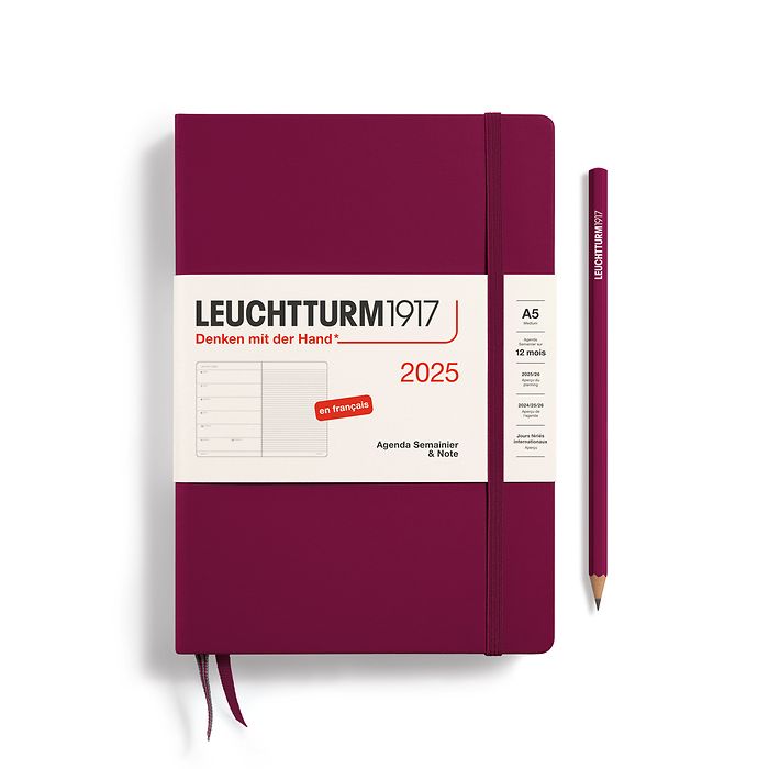 Agenda Semainier & Carnet Medium (A5) 2025, Port Red, Français