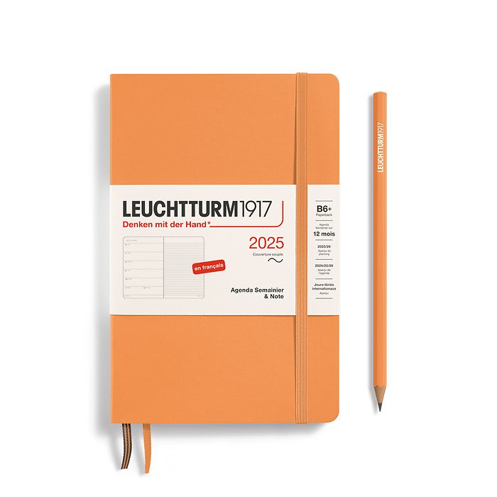 Agenda Semainier & Carnet Paperback (B6+) 2025, Couverture souple, Apricot, Français