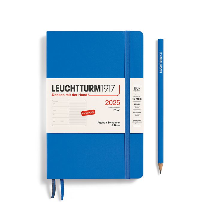 Agenda Semainier & Carnet Paperback (B6+) 2025, Couverture souple, Sky, Français