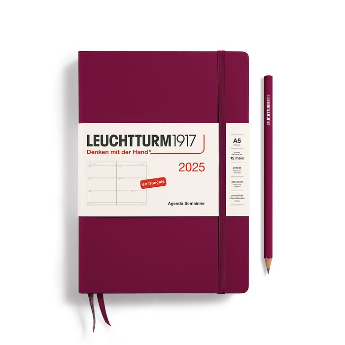 Agenda Semainier Medium (A5) 2025, Port Red, Français