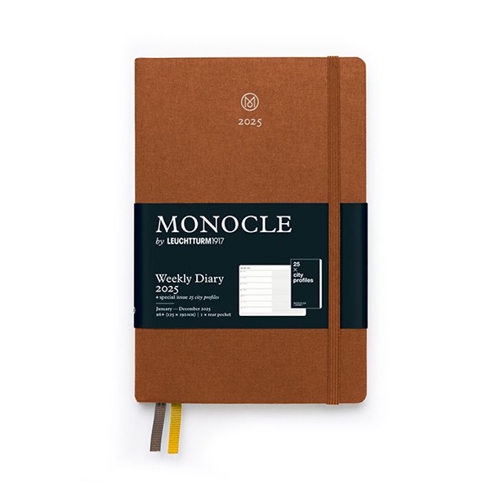 Agenda Semainier & Carnet Monocle, Paperback (B6+) 2025, avec cahier, Brun, Anglais