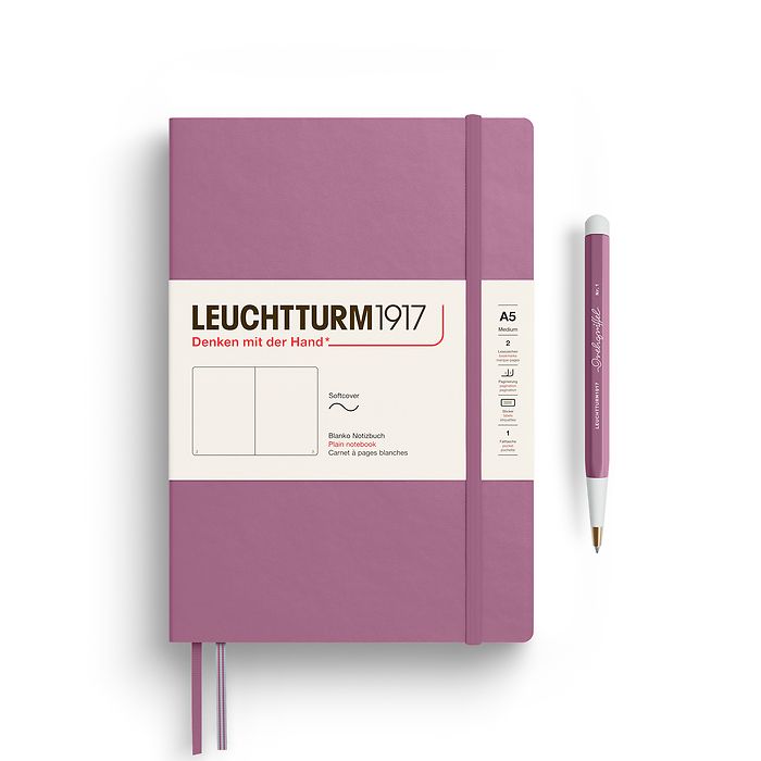 Carnet de notes Medium (A5), Couverture souple, 123 pages num., Dusty Rose, blanc